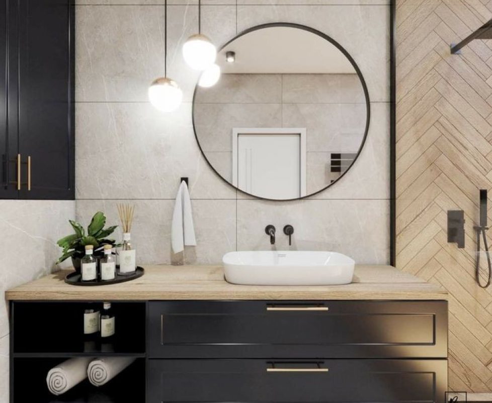 Stylish Vanity Mirror with a Sleek Design, Enhancing Your Bathroom’s Aesthetic and Functionality